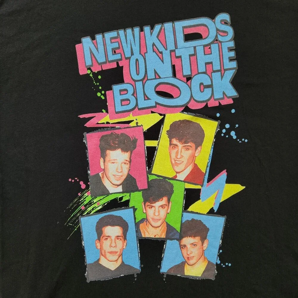 New Kids On The Block Black Graphic T-Shirt Retro Band Tee 90s Vegas Concert 3XL - Picture 4 of 9